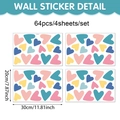 Dettaglio di 64 adesivi murali a cuore pastello con 4 fogli e dimensioni di 30x20cm - Stile Cuore Macaron (CT50830T_T) / 20*30cm