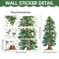 Detailed dimensions of a 125cm watercolor tree wall sticker set with birds and leaves - 90*30cm*3 Sheets / Watercolor Large Tree Style (UV24Y12824T_R)