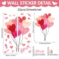 Valentine rose vine wall stickers set with hearts and love lettering for romantic decor - 90*30cm*2 Sheets / Romantic Heart Balloons (UV24Y10871T_R)
