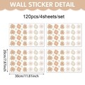Vue à plat de 120 stickers muraux boho en PVC avec des motifs de fleurs terreuses - Mélange de Marguerites Tons Terre (UV50889T_T) / 20x30cm