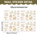 Détail de 4 planches de 68 stickers muraux fleurs Morandi en PVC, design autocollant - Fleurs Morandi Fraîches (UV50888T_T) / 20x30cm