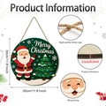 Targa natalizia in legno da 30cm con Babbo Natale e corda in juta per decorazione porta - Babbo Natale E Albero Di Natale (M24Y51182_Q)