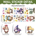 Detalle de 46 pegatinas de gnomos primaverales con dimensiones de flores y mariposas kit - Patrón de Gnomo de Primavera (UV24Y11395T_T) / 20*30CM*6 Hojas