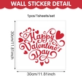 Detailansicht der roten Happy Valentine's Day Wandtattoo mit Herzdesign und 30x30cm Maßen - 30*30cm / Rot