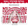 Details van de 38-delige Valentijnsdag muurstickerset met kabouters en regenboogmotieven - Cartoon Regenboog Kabouter Hart Stijl