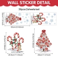 Detail van kerstvensterstickers met afmetingen van aquarel bomen en zuurstokken decor - 60x30cm / Model UV24Y12839S_R