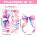 Detailansicht der Aquarell-Wandsticker mit rosa Schleifen und PVC-Maßangaben - 90*30cm*2 Blätter / Aquarell Rosa Blau Verlauf