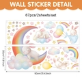 Vinilos decorativos infantiles con arcoíris, unicornio y estrellas en tonos pastel - Grande / Estilo de Conejo Lindo con Arco Iris y Corazón (CT8CZL60093T_R)