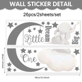 Vinilos decorativos de elefante y luna para dormitorio infantil, 26 piezas gris y beige - Grande