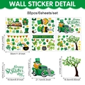 Detailed view of 88pcs St. Patrick's Day clover window clings with size specifications - Holiday Gnomes & Lucky Shamrock (UV24Y12922T_T) / 20*30CM*6 Sheets