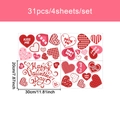 Valentinstag Herzaufkleber Set mit 31 roten Mustern für festliche Fensterdekorationen - 20*30cm*4 Blätter / Herz Festliche Botschaft Stil (UV24Y12915T_T)