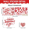 56-teiliges Valentinstag-Wandtattoo-Set mit Herzen und Rosen auf 30x90cm Bogen - Herz Rosen Set (UV24Y12946T_R) / 90x30cm