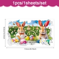 Dettaglio adesivo murale 3D con coniglietto pasquale, dimensioni 73x42cm e materiale in PVC - 73*42cm / Stile Realistico Due Conigli Uova (UV24Y11427T_R)