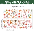 Stickers muraux aquarelle champignons et tournesols, lot de 49 pièces en PVC botanique - Champignon Papillon Tournesol (UV8CZW30048T_T) / 20x30cm