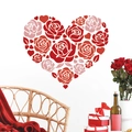 Detailansicht der rosa Herz-Wandsticker aus Rosen für Valentinstag Party-Dekorationen - Mehrfarbige Rosen Kombination Herz (CT24Y12924BT_T) / 30x30cm
