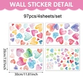 Set de 97 pegatinas electrostáticas de corazones en acuarela con tonos pastel suaves - 20*30cm / Estilo de Corazón en Degradado de Acuarela (UV8ZWL80216T_T)