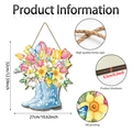 Detail view of Hello Spring floral rain boots wall plaque with dimensions 27x32cm - Rain Boot Style (Y24Y50034_O)