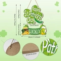 St. Patrick's Day wooden door sign with clovers and gold coins, size 35x29cm - Shamrock Banner Style (M24Y50006_Q)