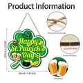 Detail of St. Patrick's Day clover wooden sign with HD printing and sturdy hemp rope - Happy St. Patrick's Day Shamrock (Y24Y51244_Q)