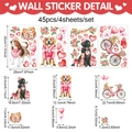 Detail view of 45-piece Valentine dog heart wall stickers with precise size measurements - 20*30cm / Cute Pets Heart Theme (CT24Y10899T_T)