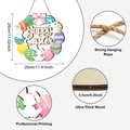Wooden Happy Easter door sign with colorful eggs and dimensions of 29cm by 28cm - Egg Bow Bunny Style (Y24Y50652_O)