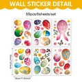 6 sheets of Easter egg and bunny window stickers with colorful floral PVC designs - 69Pcs Full Color Easter Set (UV26T60027T_T) / 20*30cm