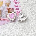Detailed view of pink heart pendant for DIY jewelry making size 16mm by 17mm - Pink Heart Style