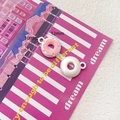 Ciondoli a ciambella rosa e bianchi per gioielli DIY, diametro 12mm con ganci per appenderli - Ciondolo A Forma Di Ciambella
