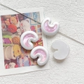 Detalle macro de cuentas de luna creciente con núcleo rosa irisado para joyería DIY - Borde Plateado-Rosa Iridiscente(1#)