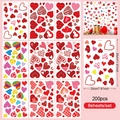Set of 9 sheets with 200 red and pink heart static window decals for festive decoration - Rainbow Polka Dot Style (UV24Y10875T_T)