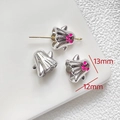 Macro shot of silver ghost charms with pink details for Halloween jewelry making - Silver Ghost with Hat Bead (13x12mm)