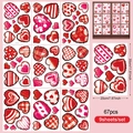 67-piece Valentine heart window cling set in pink and red tones on 9 decorative sheets - Pink Watercolor Style (UV24Y10877T_T)