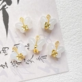 Macro detail of butterfly jewelry charms in white resin with golden accents for DIY - Milky White Butterfly Style (D4422-1)