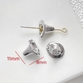 Macro shot of silver bell-shaped bead caps with 11mm height and 8mm base dimensions - Silver Trumpet Bead Cap (11x8mm)