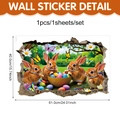 3D wall sticker featuring rabbits and Easter eggs with size dimensions 61x40cm - Four Rabbits Butterfly Flowers Style (UV24Y11469T_R)