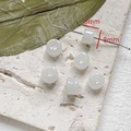Cuentas de vidrio blanco forma bambú 8mm para creación de joyas y pulseras caseras - 2# Forma de barril (6mmx8mm) / Juego de 20 Piezas / Blanco Roto