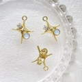 Macro detail of three golden star pendants with blue opal stones for DIY jewelry crafting - Gold Cross Star Blue Stone (2#)