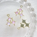 Macro detail of star-themed pink gemstone alloy pendants with golden settings for DIY jewelry - Gold Triangular Pink Stone (4#)