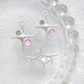 Makroaufnahme von silbernen Sternanhängern mit rosa Steinen für DIY-Schmuckherstellung - Silber Kreuzstern Rosa Stein (8#)