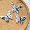 Macro detail of 35mm x 21mm resin butterfly pendant with Chinese landscape art and calligraphy - 10# Traditional Freehand