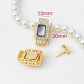 Cierre rectangular dorado de 10x20mm con nácar y circonitas para creación de joyas - Estilo de Concha de Abulón en Oro de 18K