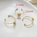 Detailed view of 8mm flat base 14k gold plated adjustable ring components for DIY crafts - 18K Gold Color Disc Style (3#)