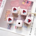 Détails macro de perles cubes roses avec motif fraise pour la création de bijoux - 7# Pink Strawberry