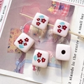 Macro de perles carrées en acrylique rose avec motif floral rouge pour bijoux DIY - 10# Pink Red Flower