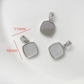 Colgante cuadrado de plata con incrustación de nácar y circón, tamaño 11mm x 18mm - Estilo 14