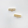 Detail van 14k vergulde connector met 5 witte zirkoonstenen voor doe-het-zelf sieraden - 3# Klein 18K Goudkleur