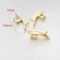 Macro-opname 14k vergulde sieraden connector met vierkante zirkoon, maat 5mm x 16mm - 3# 18K Goud Vierkante Zetting