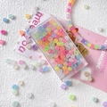 Macro shot of candy-colored DIY bead set with transparent storage box and finished jewelry - 4MM (10g/Box) / 2# Mixed Macaron Colors