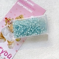 Detail view of light blue frosted 3mm glass seed beads in a clear plastic storage box - Light Blue (1#)