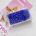 Detail of 3mm dark blue silver-lined glass seed beads in a transparent plastic storage box - Dark Blue Silver Core (4#)